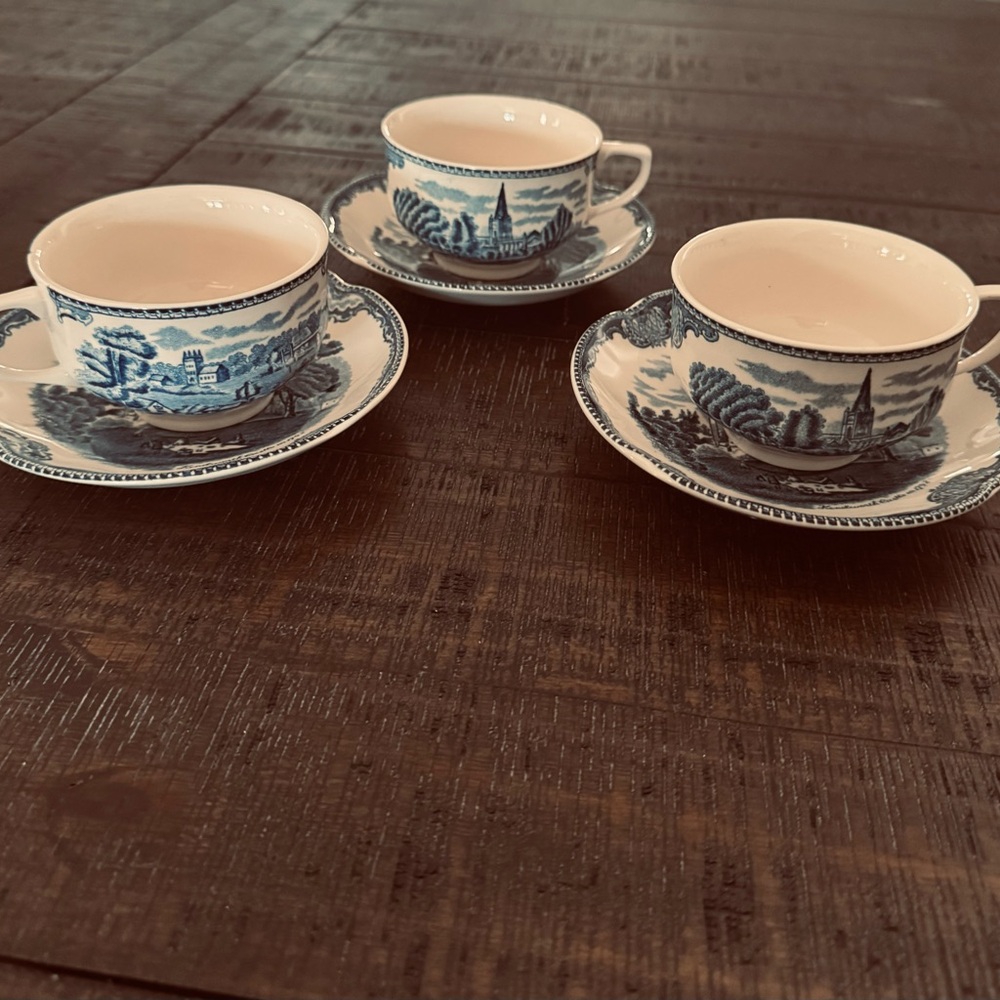 Johnson Brothers Blue and White Mug Set